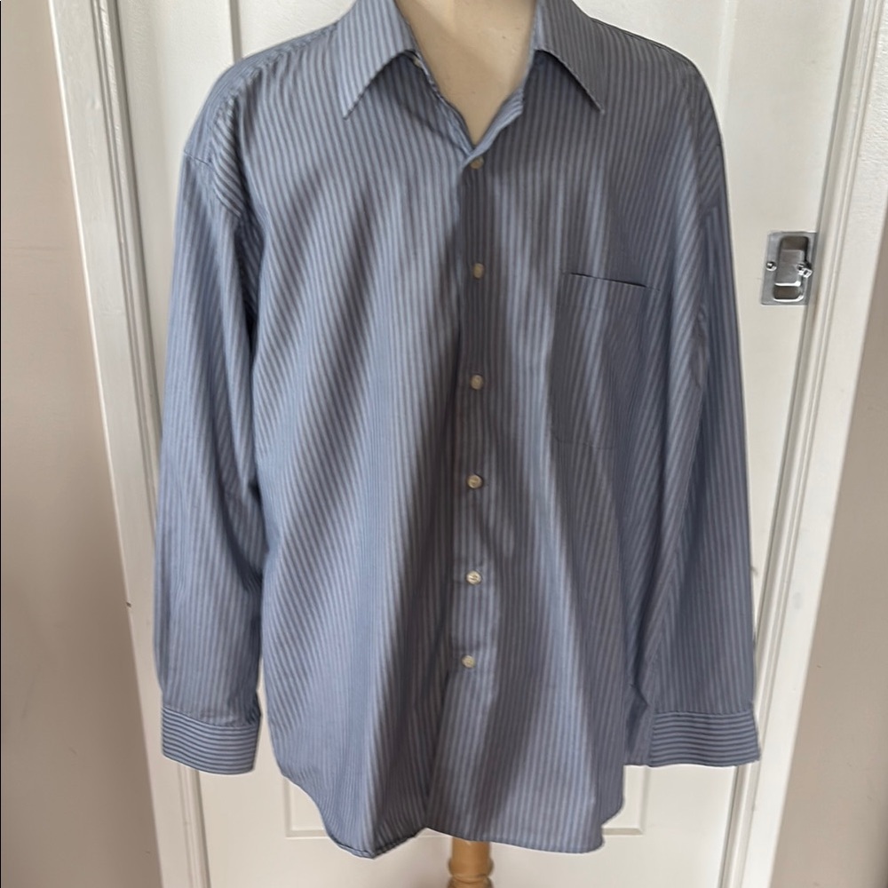 FORSYTH, Blue Dress Shirt,  Long Sleeves with Casual Collar. Neck Size 17